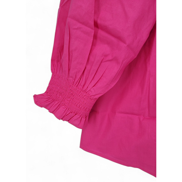 Harshman Bonnie Shirt 2X Fuchsia Pink Cotton Ruffle Blouse Romantic Boho NWT - Picture 4 of 8